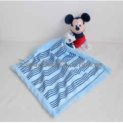 Doudou Mickey DISNEY STORE mouchoir bleu rayé Disney Baby 50 cm