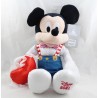 Peluche Mickey DISNEY STORE San Valentino 2021 tuta jeans cuore rosso 41 cm NUOVO
