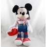 Peluche Mickey DISNEY STORE St Valentin 2021 salopette jean coeur rouge 41 cm NEUF