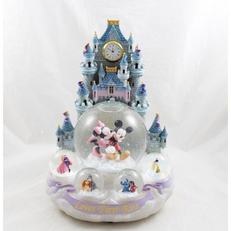 Globo musicale di neve DISNEYLAND Ama il primo bacio nuvola orologio multi personaggi 27 cm