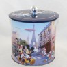 Caja de galletas DISNEYLAND PARIS Eiffel Tower tole metal redondo hierro Mickey y sus amigos 15 cm