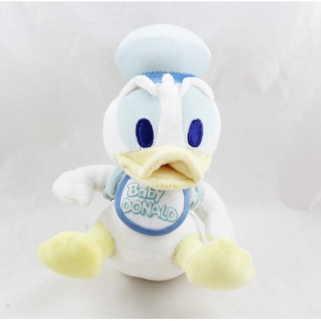 Peluche bébé Donald DISNEY Nicotoy bavoir Baby Donald bleu jaune 18 cm