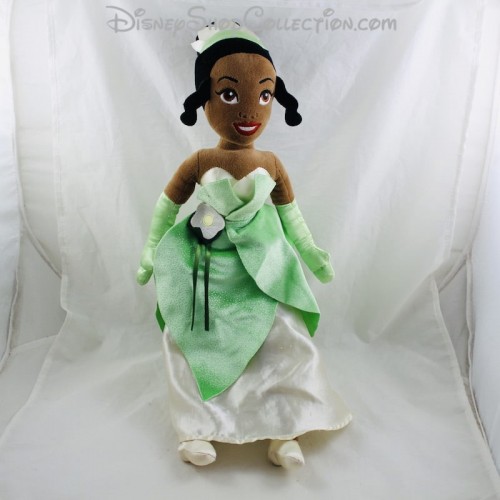 Monica práctica canción Muñeca de peluche Tiana DISNEY la Princesa y el vestido verde rana...