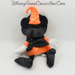 Peluche Minnie DISNEYLAND PARIS Halloween déguisée en sorcière orange et noir 29 cm