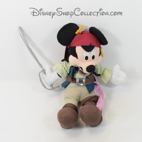 Peluche Mickey DISNEYLAND PARIS Pirata dei Caraibi Jack Sparrow 30 cm