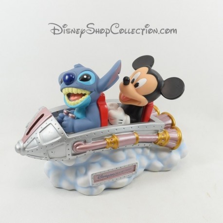 Piggy bank Stitch and Mickey DISNEYLAND PARIS space ship Moutain mission 2 29 cm