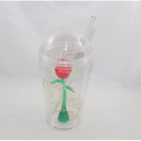 Cup with pink straw DISNEY PRIMARK Beauty and the Beast Zak Designs 22 cm