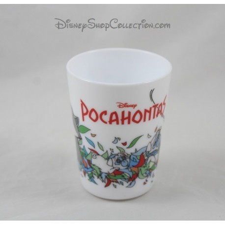 White glass Pocahontas DISNEY ceramic cup Meeko Percy 8 cm