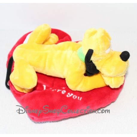 Peluche Chien Pluto DISNEY NICOTOY Mickey et ses amis coeur rouge "I love you"