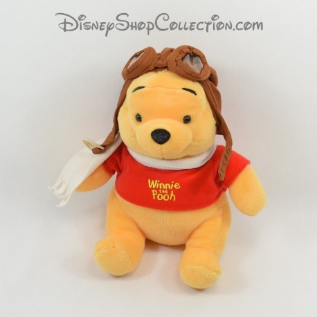 Peluche Winnie la sciarpa aviatore Pooh DISNEY bianca 24 cm