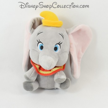 Elefante de felpa Dumbo DISNEY collar gris amarillo naranja sombrero amarillo 20 cm