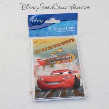5 Einladungskarten DISNEY Cars Flash McQueen Geburtstags-Einladungskarte