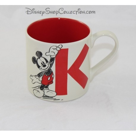 Mug Mickey DISNEYLAND PARIS letter K red beige ceramic Cup