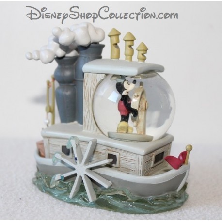 Snow globe Mickey DISNEY bateau Steamboat Willie noir et blanc boule à neige 10 cm