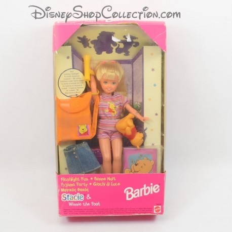 Doll Barbie DISNEY MATTEL Stacie & Winnie the Pooh Flashlight pajamas party 1997