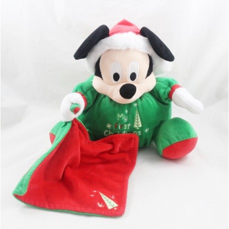 Felpa Navidad Mickey DISNEY STORE Mi primer pañuelo de bola de Navidad verde rojo 21 cm