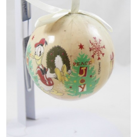 Boule de Noël Mickey DISNEY Donald et Pluto style vintage retro Peace joy beige