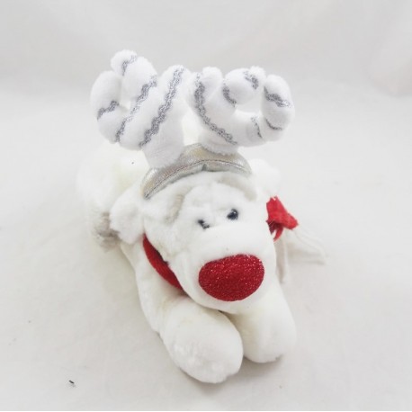 Peluche Tigrou DISNEY STORE renne blanc nez rouge brillant 20 cm