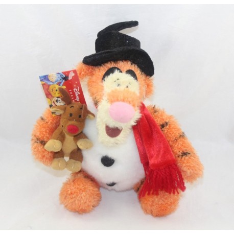 Plush Tigrou DISNEY STORE snowman with hat and reindeer 24 cm NEW
