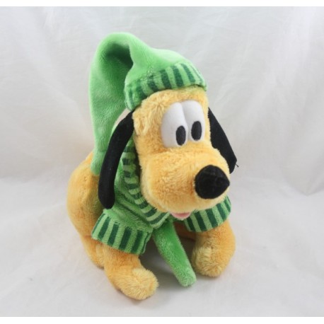 Peluche chien Pluto DISNEY NICOTOY peignoir bonnet vert 25 cm