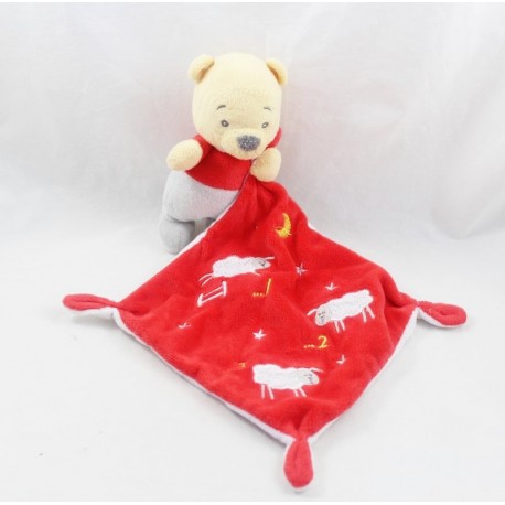 Doudou handkerchief Winnie the pooh DISNEY BABY red gray 1.2.3 sheep moon 32 cm