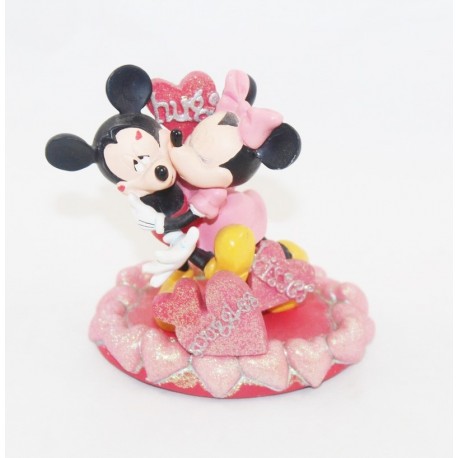 Figura de resina Mickey Minnie DISNEYLAND RESORT PARIS acurruca abrazos besos corazón besos 8 cm