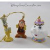 Set of 3 mini ornaments DISNEY Beauty and the Beast Light, Big Ben, Mrs Samovar