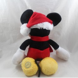 Peluche Mickey DISNEY STORE bonnet Noël écharpe rouge 34 cm