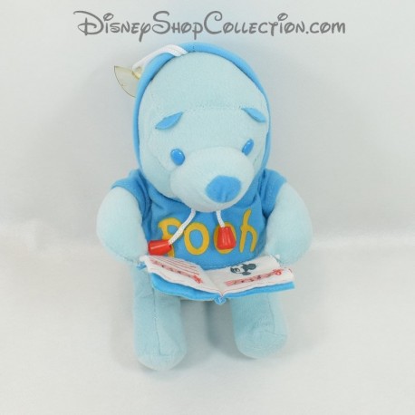 Plush Winnie the Pooh DISNEY Pooh Blue Hoodie Book Music Mickey 20 cm