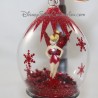 Boule de Noël en verre DISNEYLAND PARIS Fée clochette ornement rouge pailleté Disney 10 cm