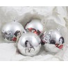 Ensemble de 4 boules de Noël Blanche-Neige WALT DISNEY Productions gris argenté vintage