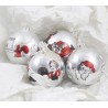 Set di 4 palline di Natale Biancaneve WALT DISNEY Productions vintage grigio argento