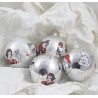 Set of 4 Christmas Balls Snow White WALT DISNEY Productions vintage silver gray