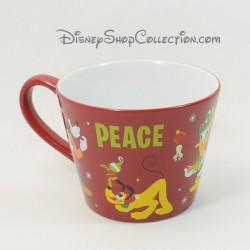 Gros mug Mickey DISNEY STORE Noël rouge Joy Dingo Donald Pluto 14 cm