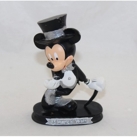 Figurine en résine Mickey smoking DISNEYLAND PARIS Costume à paillettes tenue de soirée statuette Disney 14 cm