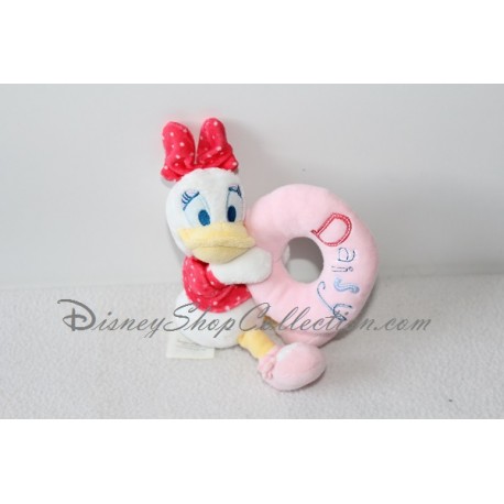 Peluche hochet Daisy DISNEY STORE grelot rose et rouge