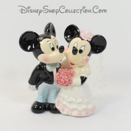 Statuetta in ceramica Topolino e Minnie DISNEY matrimonio Minnie velo tulle 12 cm
