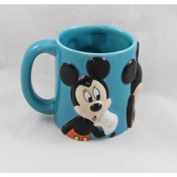 Mug in relief Mickey DISNEY expressions face blue 10 cm