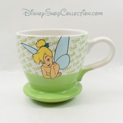 Mug fée Clochette DISNEYLAND PARIS Tinker Bell tasse soucoupe integrée vert Disney 10 cm