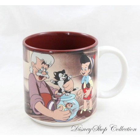 Mug stage Pinocchio DISNEY STORE Gepetto Figaro Cleo and Pinocchio boy ceramic cup 9 cm (R8)