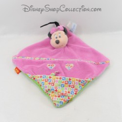 Flat blanket Minnie DISNEY BABY pink heart fabric pacifier fastener 26 cm