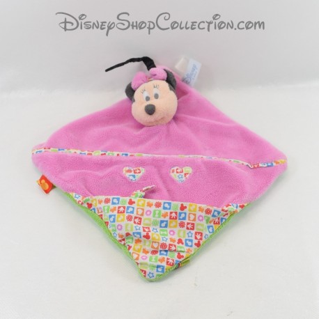 Flache Decke Minnie DISNEY BABY rosa Herz Stoff Schnuller Verschluss 26 cm