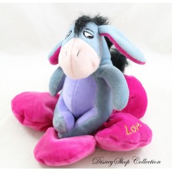 Plush donkey Bourriquet DISNEY NICOTOY flower purple pink I Love You 20 cm