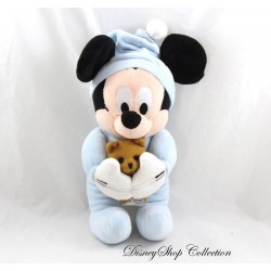 Musical plush Mickey DISNEYLAND PARIS blue pajamas with his Disney bear 25 cm