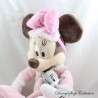 Plüsch Minnie DISNEY STORE rosa Bademantel mit kuscheligem Kaninchengrau 40 cm