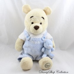 Plush Winnie the Pooh DISNEY STORE overalls cuddly toy bear blue 26 cm