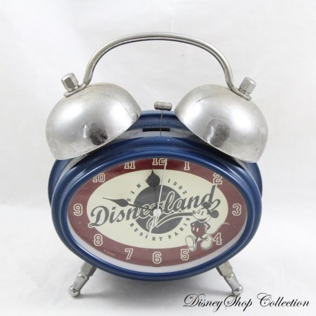 Réveil Mickey DISNEYLAND RESORT PARIS Rétro vintage ovale bleu argent 17 cm