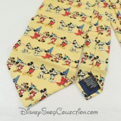 Cravate Mickey Mouse DISNEY STORE Mickey à travers le temps jaune homme 100% soie