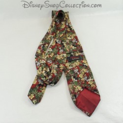 Cravate Mickey DISNEY tie Rack Mickey avec fleurs bordeaux homme 100% soie