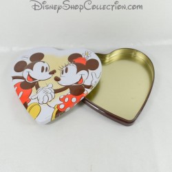 Caja metálica Mickey y Minnie DISNEYLAND PARIS corazón en relieve caja de galletas 3D 18 cm